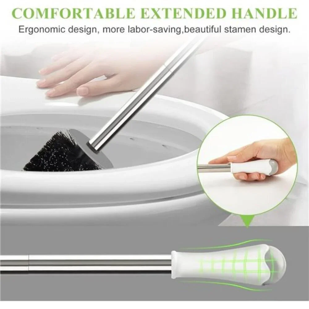 Toilet Brush and Holder Compact Deep Cleaning with Durable Bristles for Bathroom
